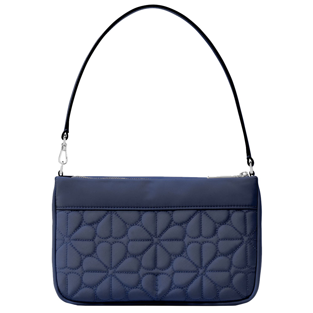 Kate Spade Spade Flower Quilted Fabric Convertible Wristlet Pouch Lunch Bag Parisian Navy # KK255