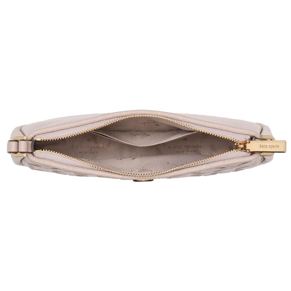 Kate Spade Kayla Woven Leather Convertible Wristlet Cozy Grey # KK909