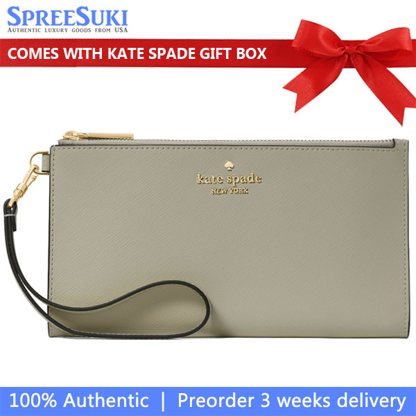 Kate Spade Madison Double Zip Saffiano Wristlet Dusky Pine # KC588