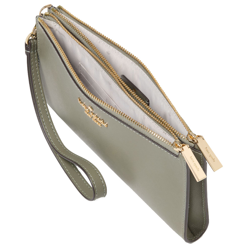 Kate Spade Madison Double Zip Saffiano Wristlet Dusky Pine # KC588