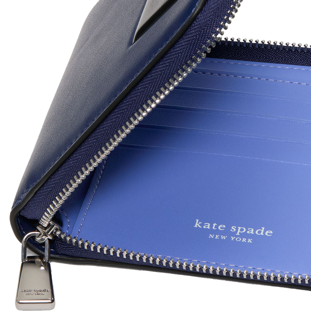 Kate Spade Label Small Compact Webbed Wristlet Deep Lake # KI728