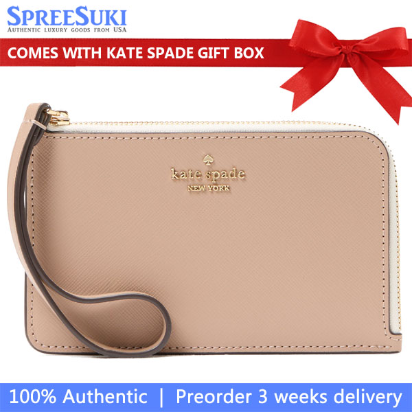 Kate Spade Lucy Small Card Holder Wristlet Toasted Hazelnut Multi # KM458
