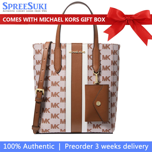 Michael Kors Vincent Small Logo Jacquard Convertible Tote Bag With Card Case Luggage # 35S5G2VT5J