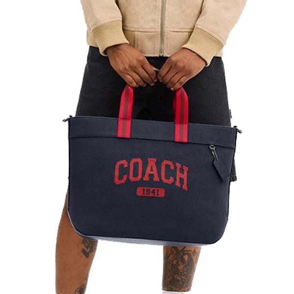 Coach Tote Bag 38 With Coach Graphic Gunmetal Midnight Navy Multi # CBI40