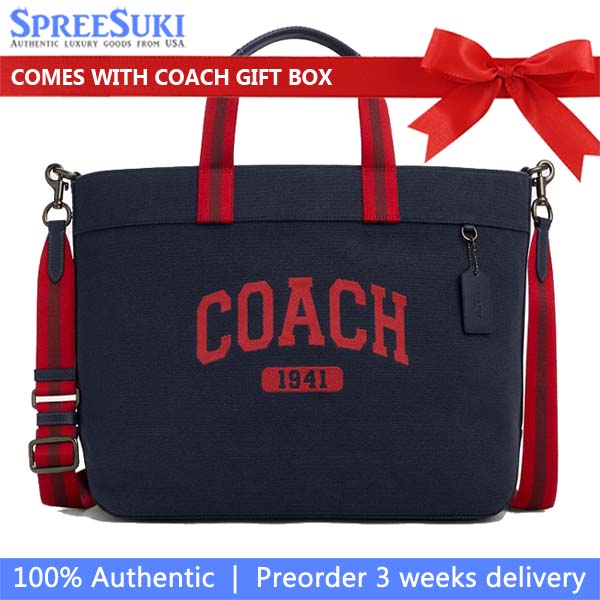 Coach Tote Bag 38 With Coach Graphic Gunmetal Midnight Navy Multi # CBI40