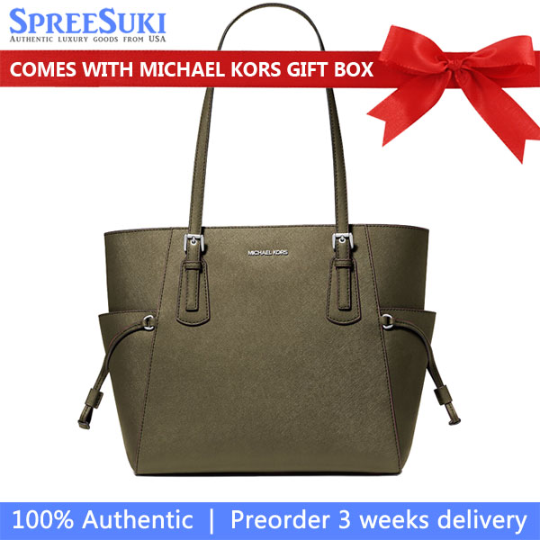 Michael Kors Voyager Large Saffiano Leather Tote Bag Olive # 35S5SV6T7L