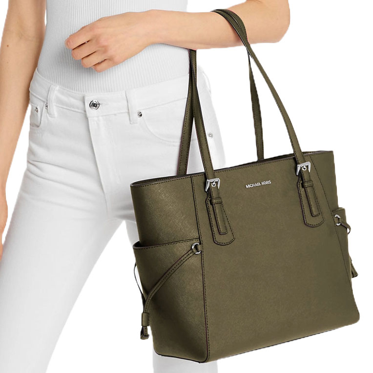 Michael Kors Voyager Large Saffiano Leather Tote Bag Olive # 35S5SV6T7L