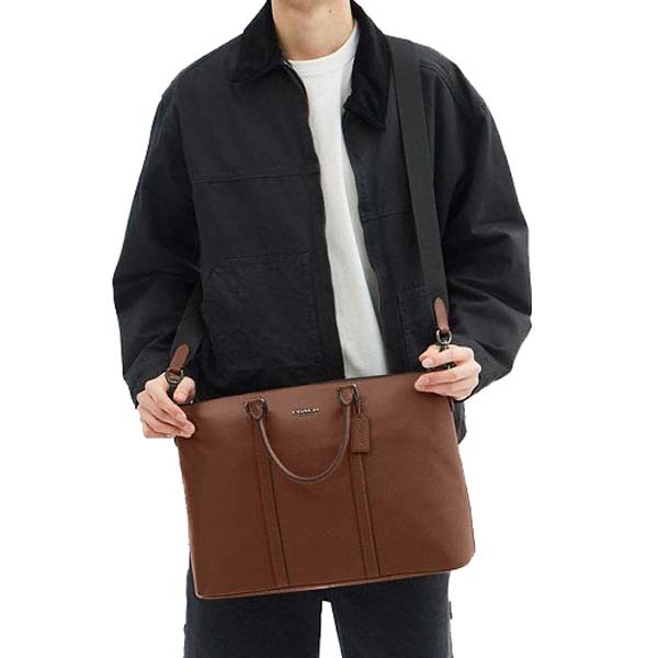 Coach Caleb Work Bag Gunmetal Saddle # CY769