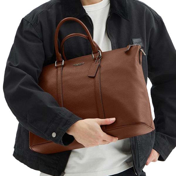 Coach Caleb Work Bag Gunmetal Saddle # CY769