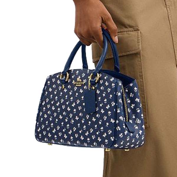Coach Savannah Small Carryall Bag With Floral Print Deep Blue Multi # CBI55