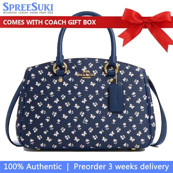 Coach Savannah Small Carryall Bag With Floral Print Deep Blue Multi # CBI55