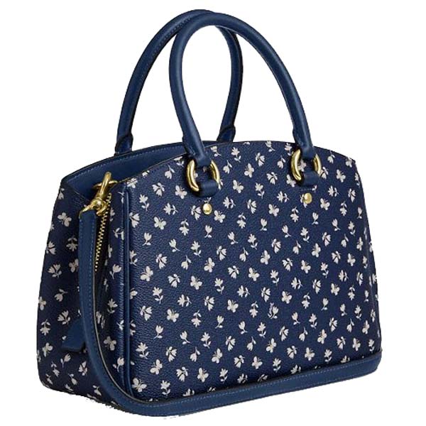 Coach Savannah Small Carryall Bag With Floral Print Deep Blue Multi # CBI55