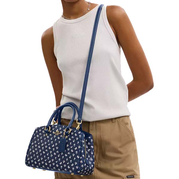 Coach Savannah Small Carryall Bag With Floral Print Deep Blue Multi # CBI55