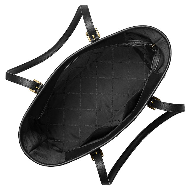 Michael Kors Tote With Gift Bag Jet Set Travel Small Zip Top Tote Shoulder Bag Signature Black # 35S0GTVT1V