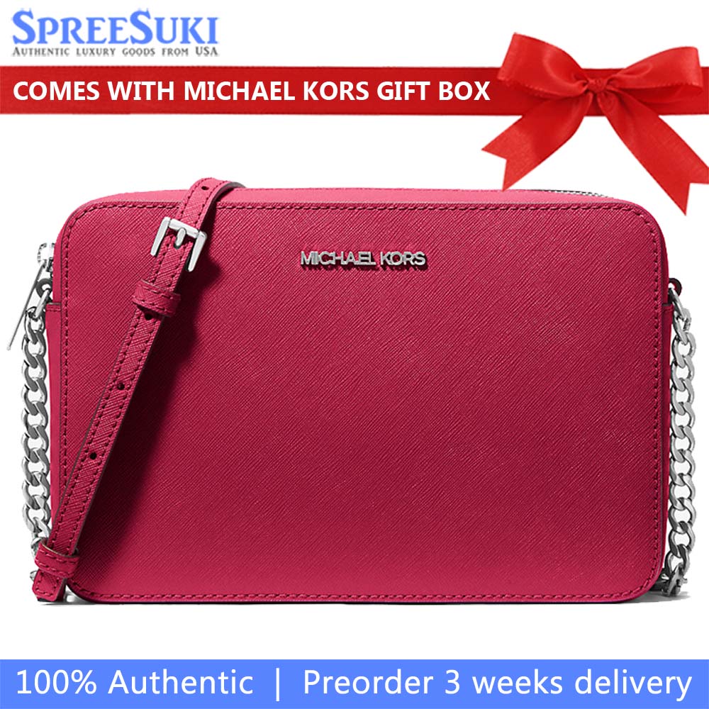 Michael Kors Crossbody Bag Jet Set Large Crossbody Dark Raspberry # 35F8STTC9L