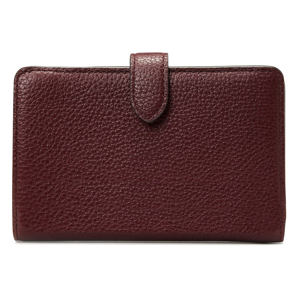 Kate Spade Medium Wallet Leila Pebbled Leather Medium Compact Bifold Wallet Cherrywood Dark Purple Red # WLR00394