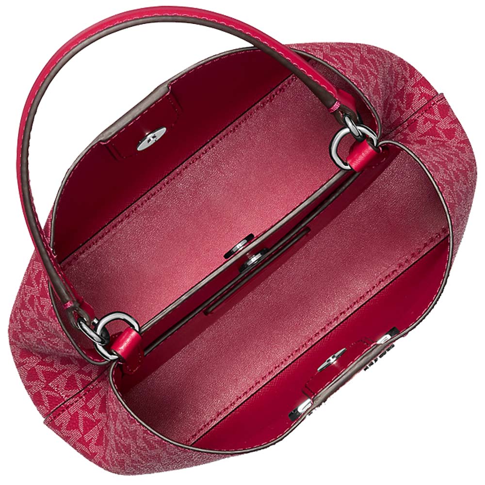 Michael Kors Pratt Small Signature Logo Convertible Shoulder Bag Dark Raspberry # 35S4S3FM5V