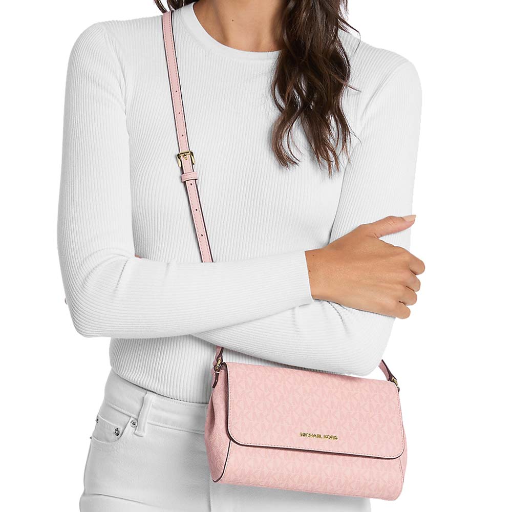 Michael Kors Medium Logo Convertible Crossbody Bag Powder Blush # 35F3GTTU2B