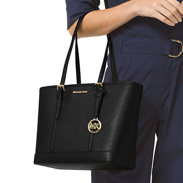 Michael Kors Tote With Gift Bag Jet Set Travel Small Zip Top Tote Shoulder Bag Black # 35S0GTVT1L