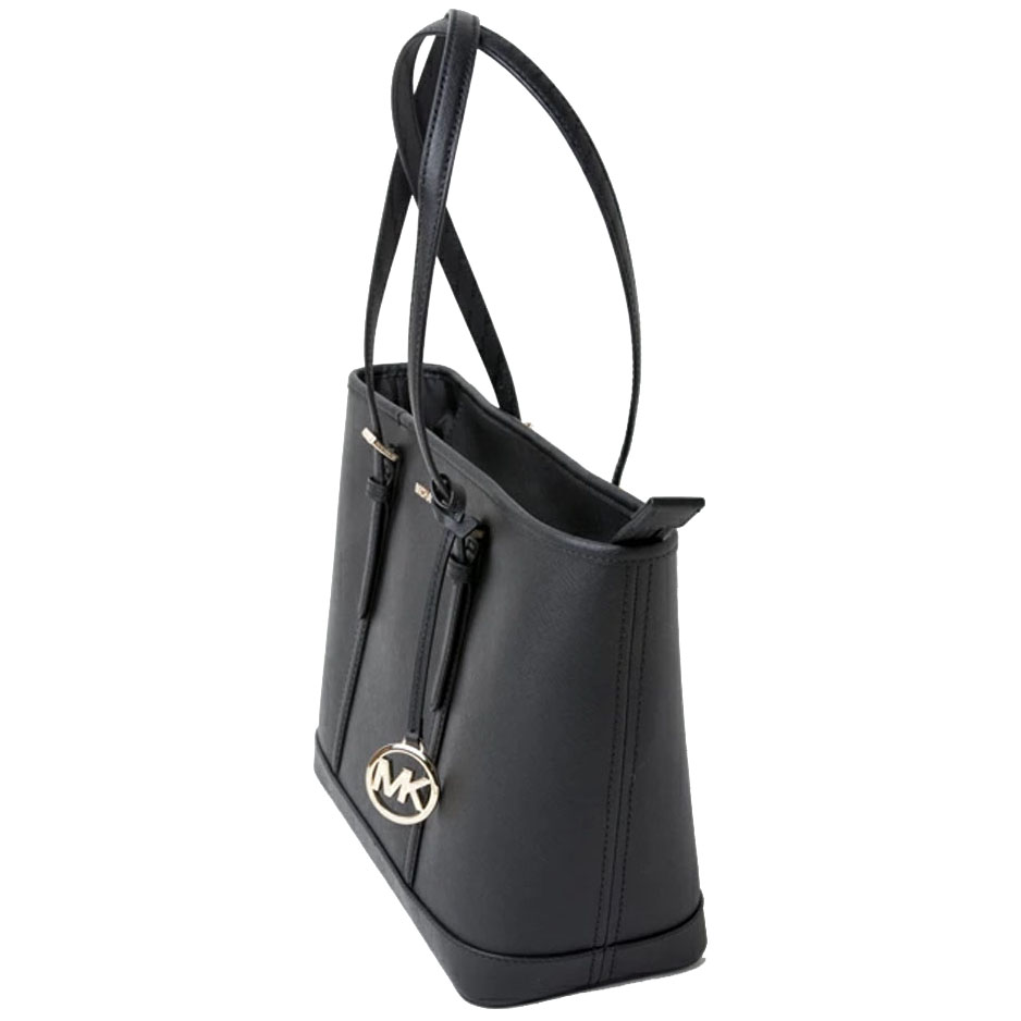 Michael Kors Tote With Gift Bag Jet Set Travel Small Zip Top Tote Shoulder Bag Black # 35S0GTVT1L