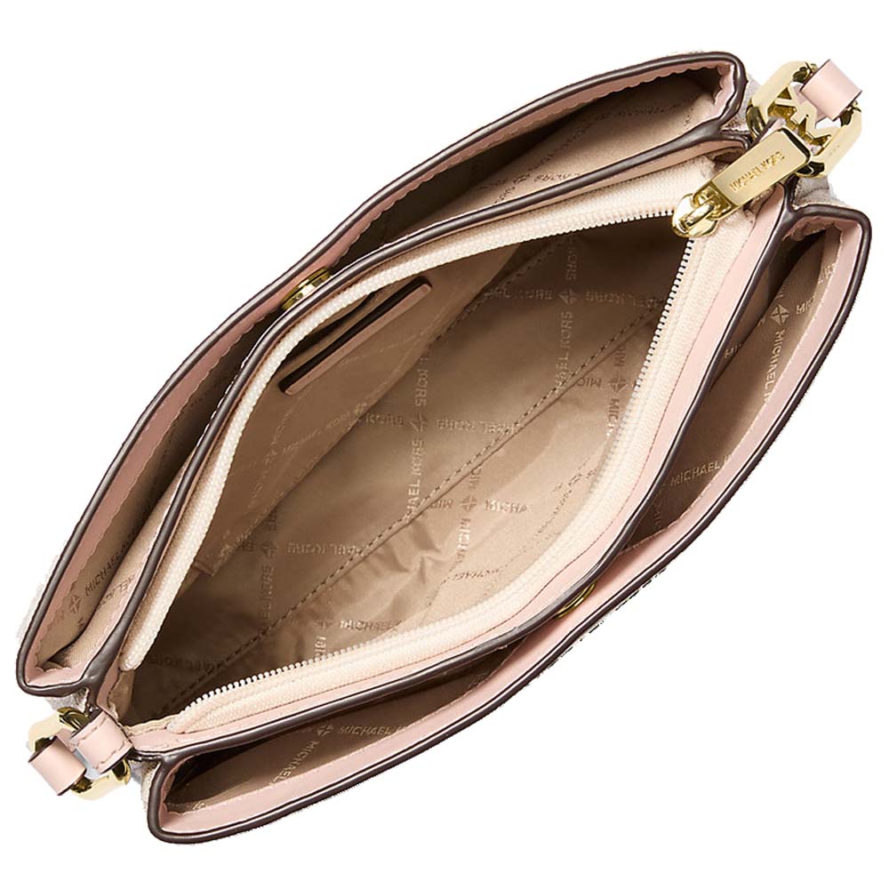 Michael Kors Trisha Medium Triple Compartment Crossbody Bag Sling Powder Blush Multi # 35H1G9TC8B