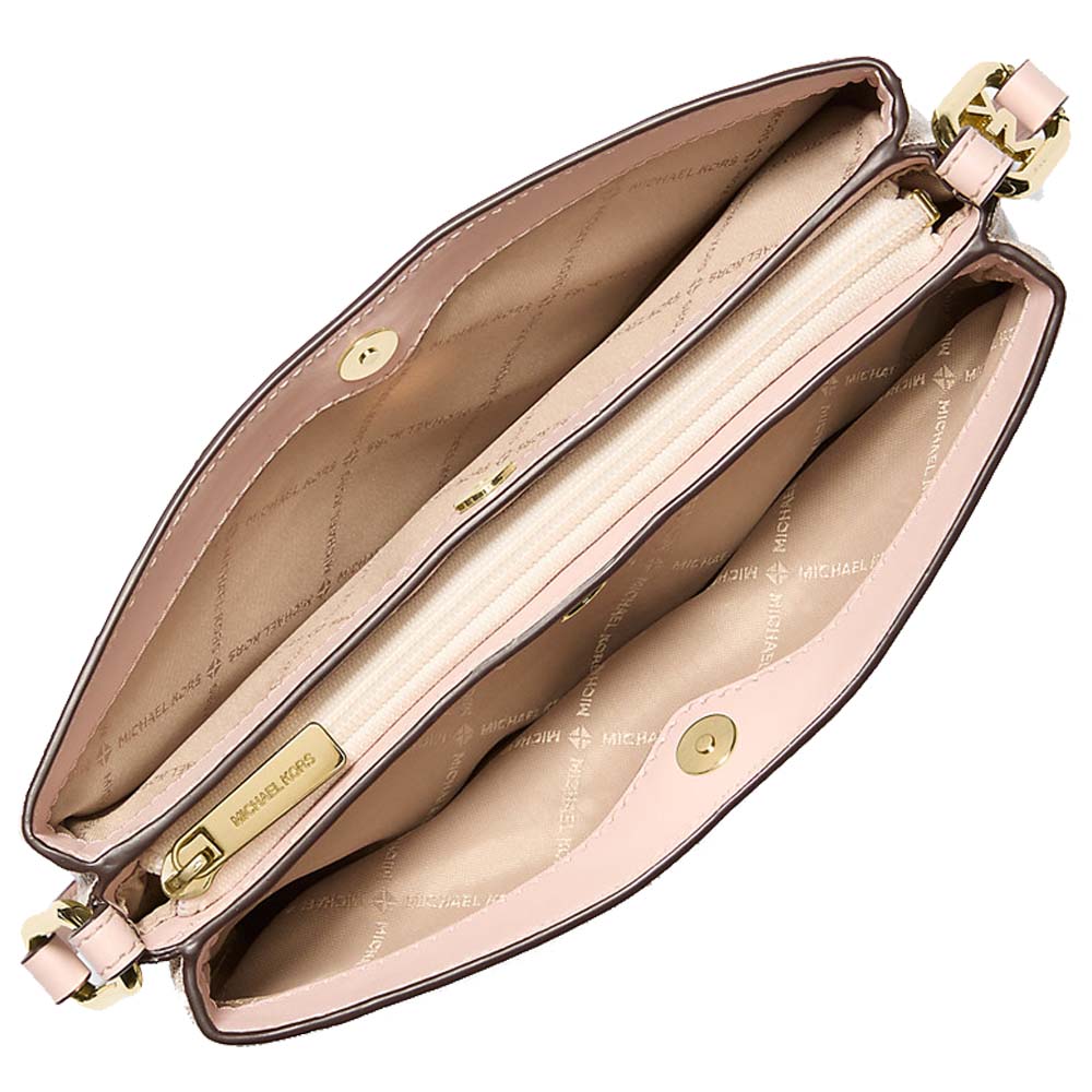 Michael Kors Trisha Medium Triple Compartment Crossbody Bag Sling Powder Blush Multi # 35H1G9TC8B