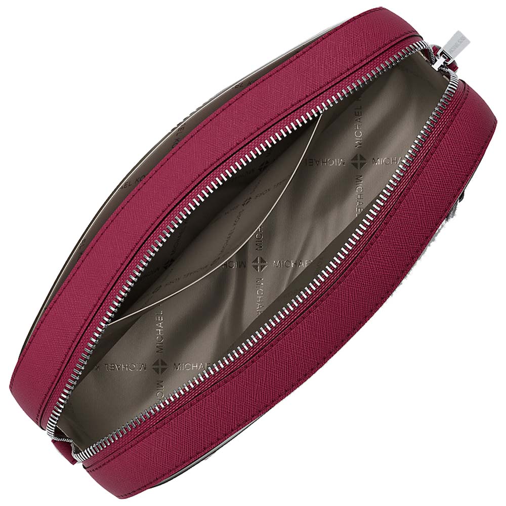 Michael Kors Jet Set Large Saffiano Leather Crossbody Bag Dark Raspberry # 35T1STTC9L