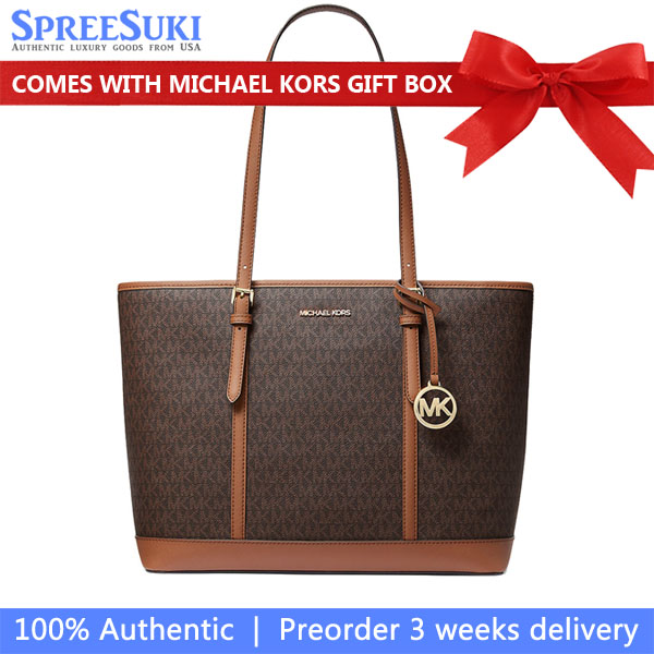Michael Kors Jet Set Travenuel Large Logo Tote Bag Brown # 35T0GTVT3V
