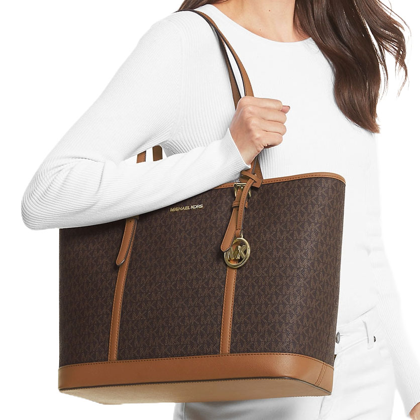 Michael Kors Jet Set Travenuel Large Logo Tote Bag Brown # 35T0GTVT3V
