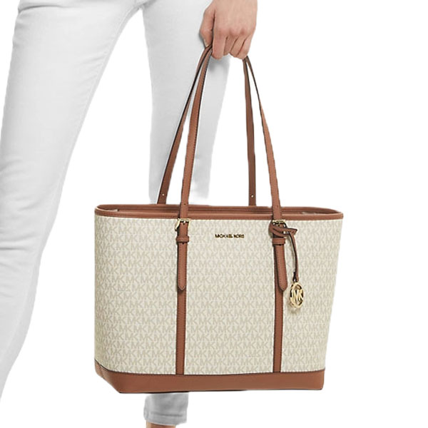 Michael Kors Jet Set Travenuel Large Logo Tote Bag Vanilla # 35T0GTVT3V