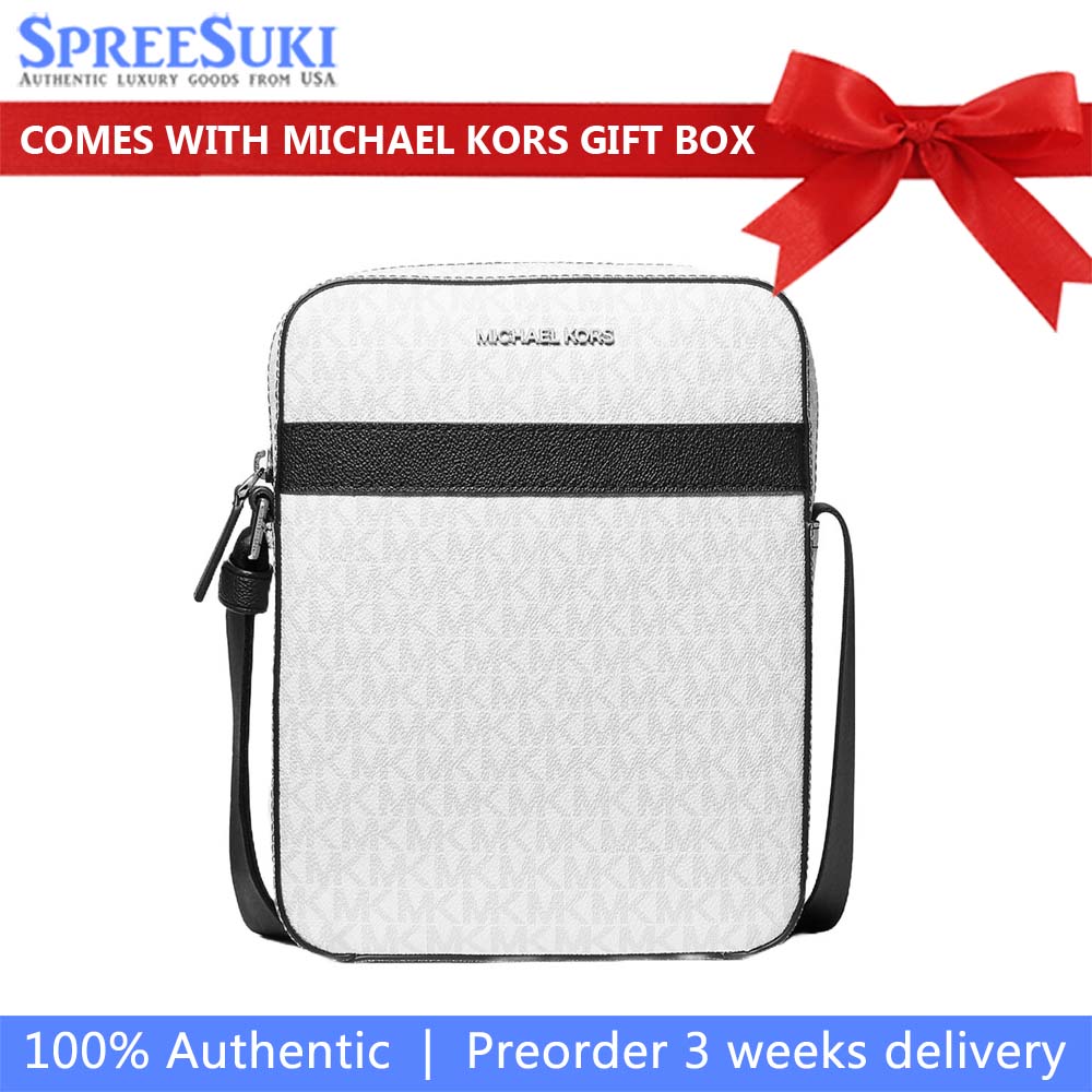 Michael Kors Cooper Signature Logo Flight Bag Bright White # 37F2LCOL6J