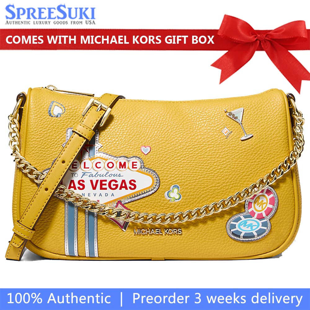 Michael Kors Carmela Medium Embellished Crossbody Bag Honey # 35F5G1QC6V