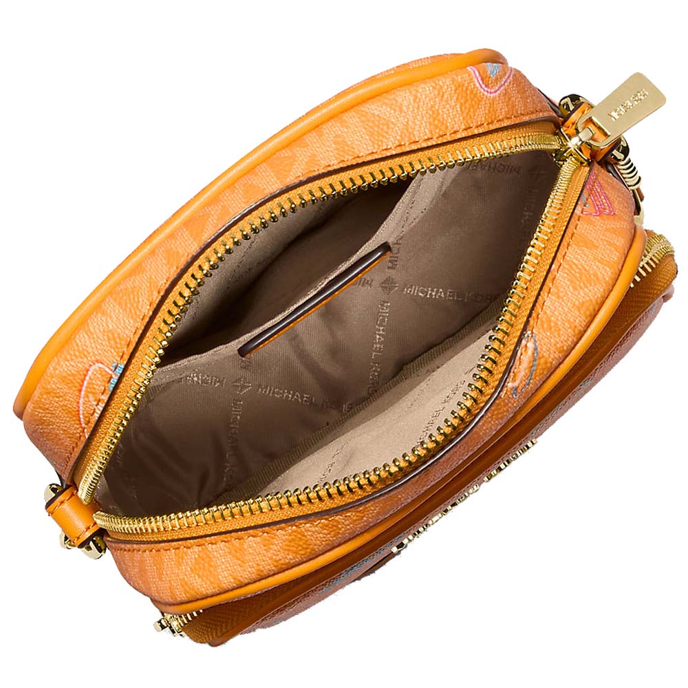 Michael Kors Jet Set Medium Embellished Signature Logo Crossbody Bag Pop Orange # 35T5GTVC2I