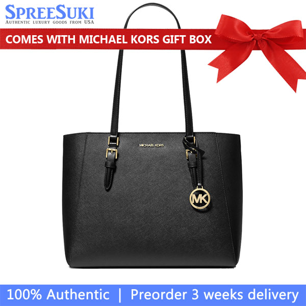 Michael Kors Charlotte Large Saffiano Leather 3-In-1 Tote Bag Black # 35R3GCFT3T