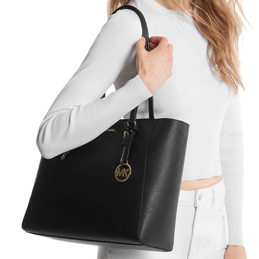 Michael Kors Charlotte Large Saffiano Leather 3-In-1 Tote Bag Black # 35R3GCFT3T