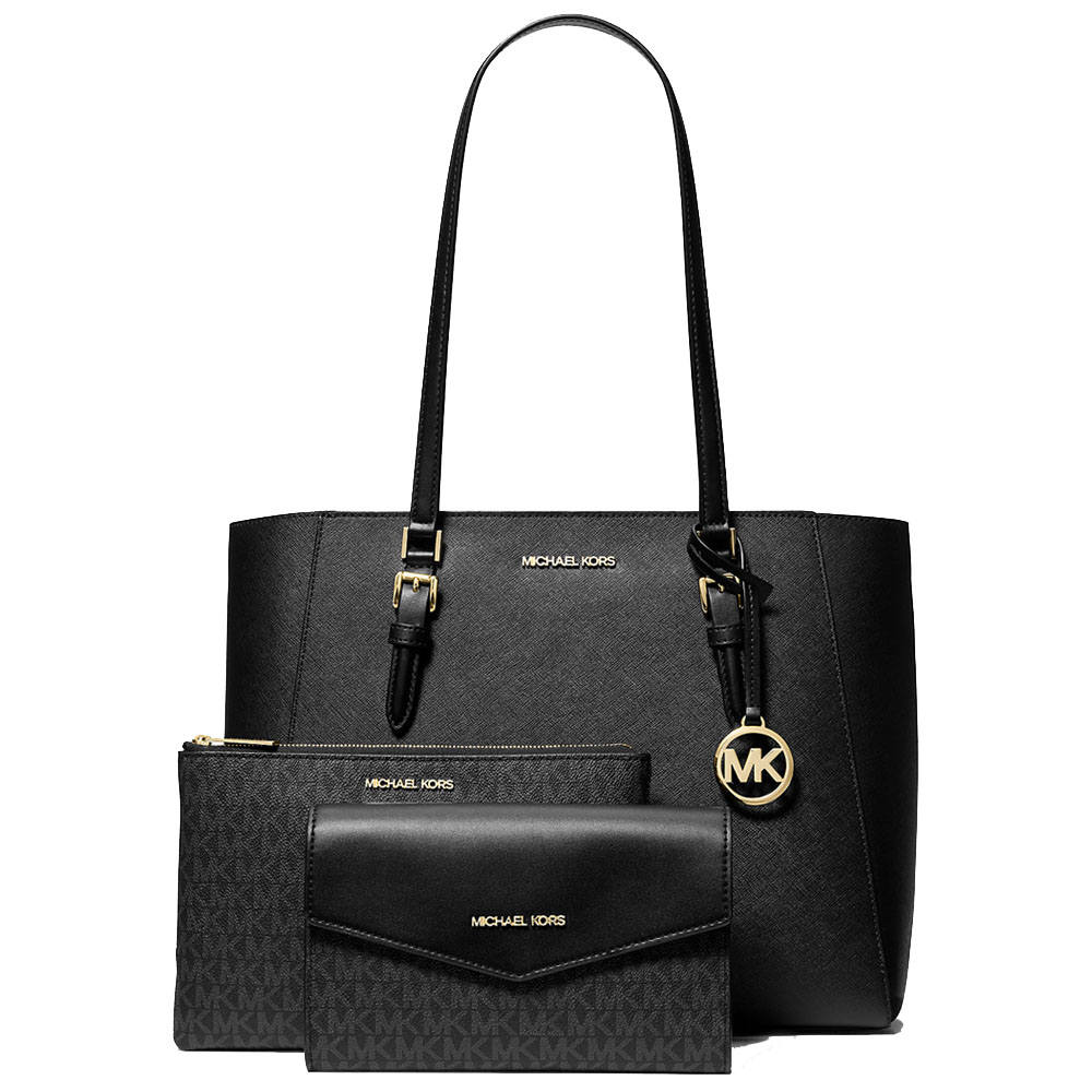 Michael Kors Charlotte Large Saffiano Leather 3-In-1 Tote Bag Black # 35R3GCFT3T