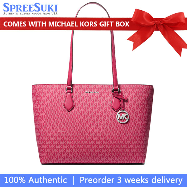 Michael Kors Sheila Large Signature Logo Tote Bag Dk Raspberry # 35T4S6HT9B