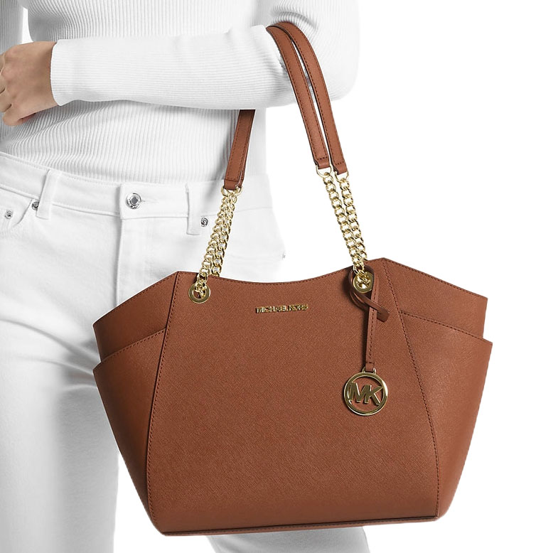 Michael Kors Jet Set Travel Large Chain Leather Shoulder Tote Luggage # 35T5GTVT3L