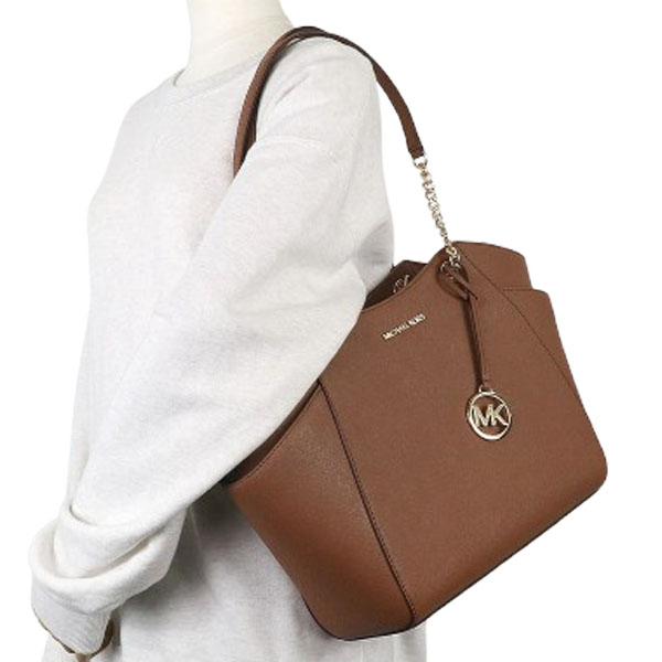 Michael Kors Jet Set Travel Large Chain Leather Shoulder Tote Luggage # 35T5GTVT3L