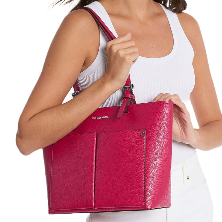 Michael Kors Jet Set Medium Pocket Tote Bag Dk Raspberry # 35H3STVT6B