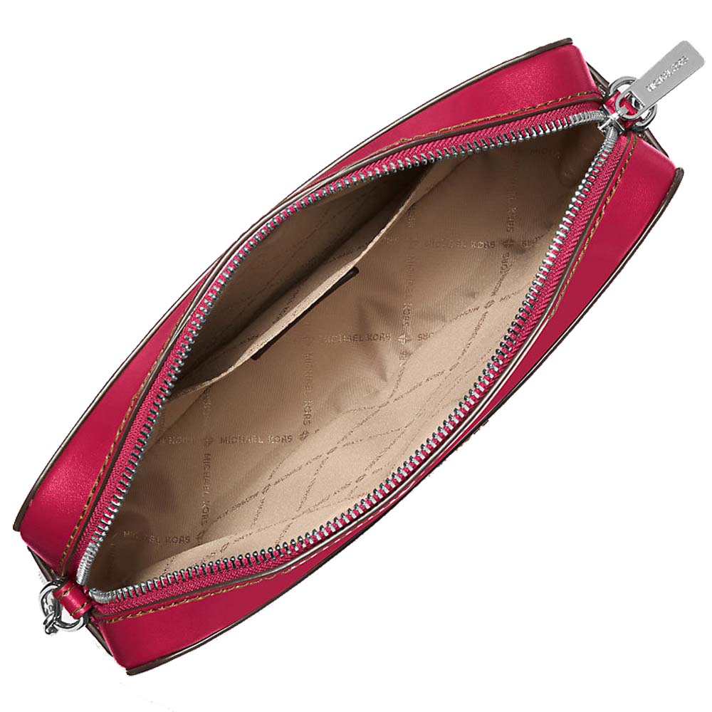 Michael Kors Jet Set Large Woven Crossbody Bag Dark Raspberry # 35T5STTC3Y