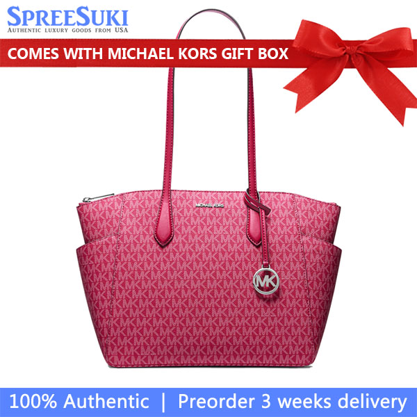Michael Kors Marilyn Medium Signature Logo Tote Bag Dk Raspberry # 35F5S6AT2V