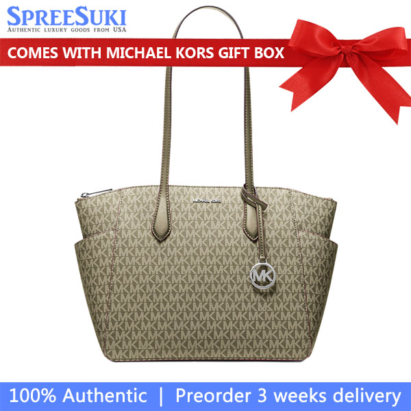 Michael Kors Marilyn Medium Signature Logo Tote Bag Olive # 35F5S6AT2V