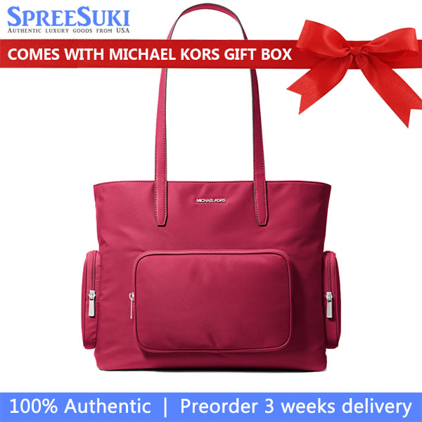 Michael Kors Khai Large Nylon Tote Bag Dk Raspberry # 35T5S5FT9C