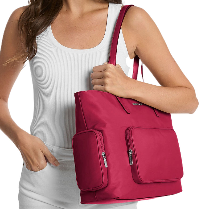 Michael Kors Khai Large Nylon Tote Bag Dk Raspberry # 35T5S5FT9C