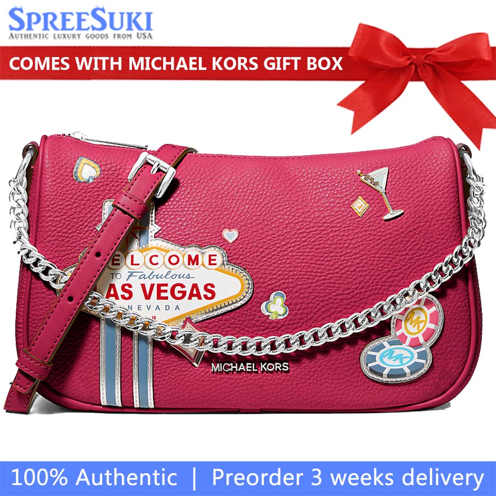 Michael Kors Carmela Medium Embellished Convertible Crossbody Bag Dark Raspberry # 35F5S1QC6V