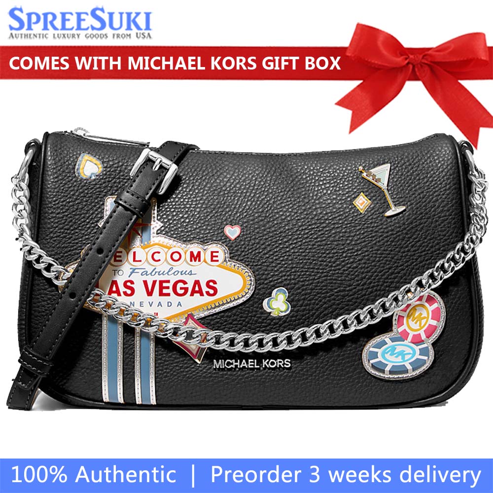 Michael Kors Carmela Medium Embellished Convertible Crossbody Bag Black # 35F5S1QC6V