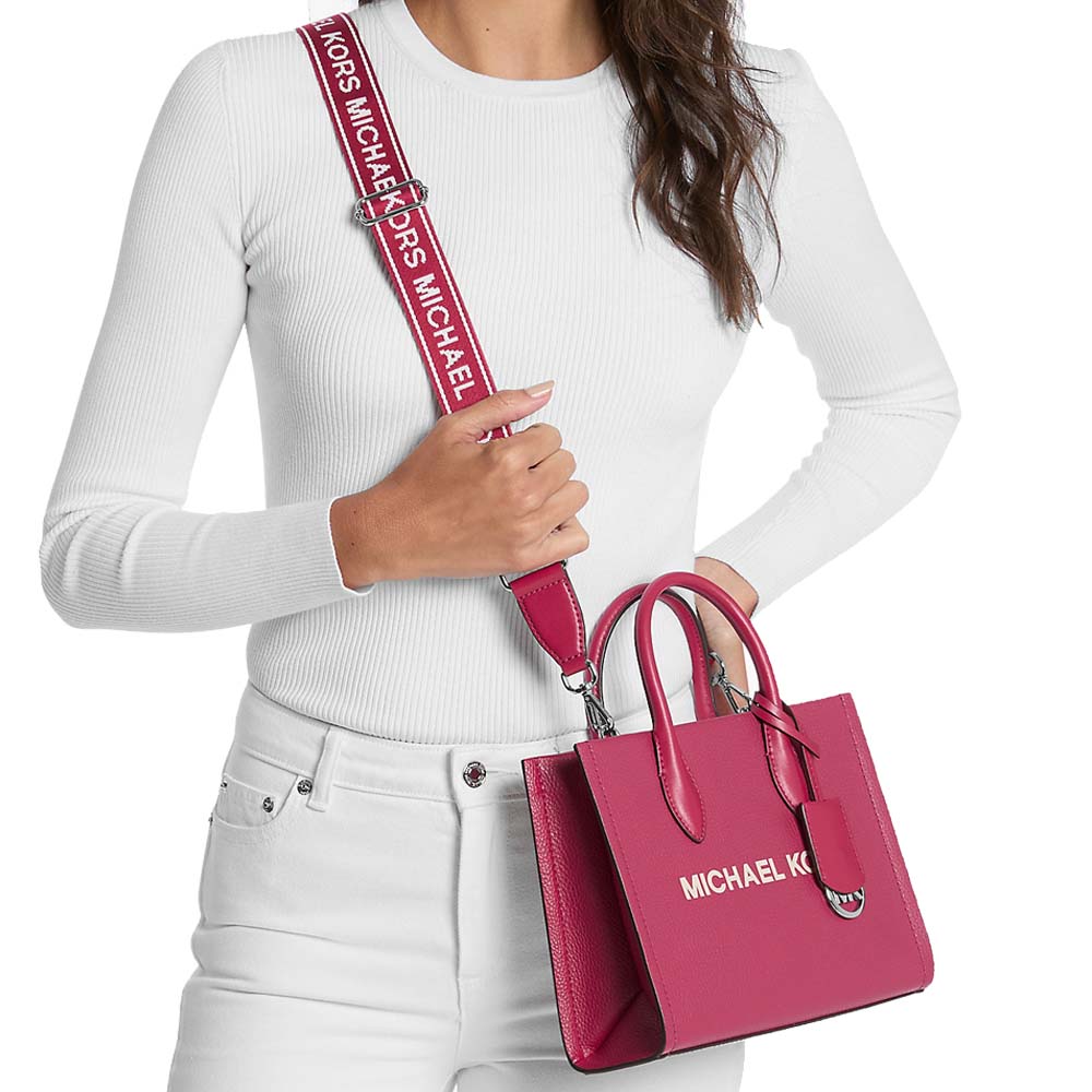 Michael Kors Mirella Small Pebbled Leather Convertible Crossbody Bag Dark Raspberry # 35F5S7ZT1L