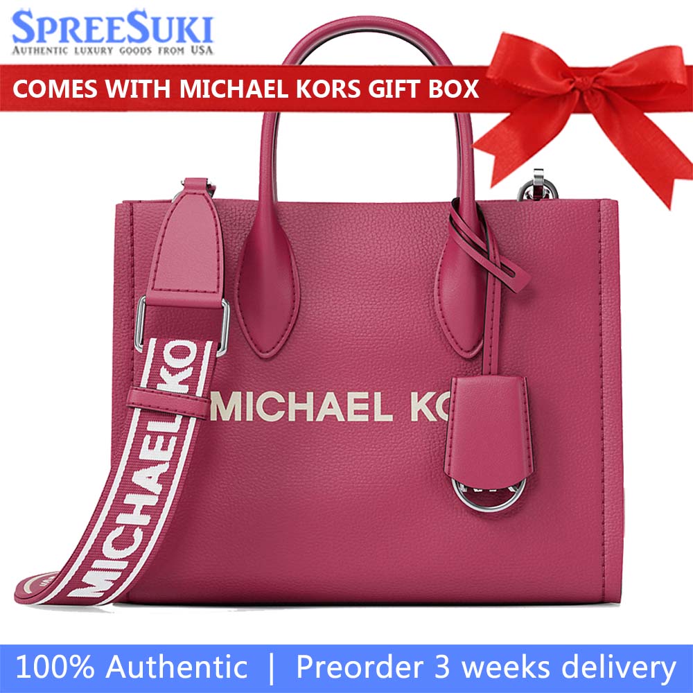 Michael Kors Mirella Small Pebbled Leather Convertible Crossbody Bag Dark Raspberry # 35F5S7ZT1L