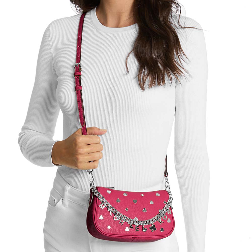 Michael Kors Carmela Small Embellished Convertible Crossbody Bag Dark Raspberry # 35F5S1QC1V